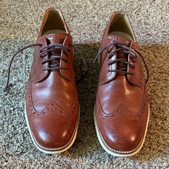 Men's Cole Haan Grand.OS Brown Leather Wingtip Shoes — Sz 10-1/2 - Picture 2 of 6